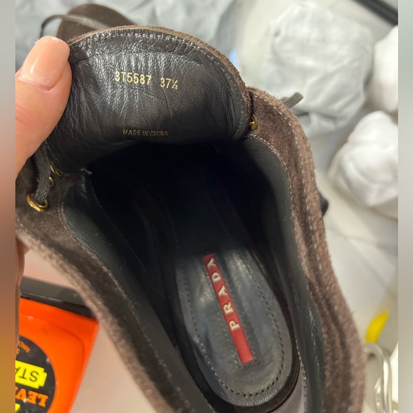 Dark Brown Prada Booties size 37.5/US 7 - Picture 6 of 8